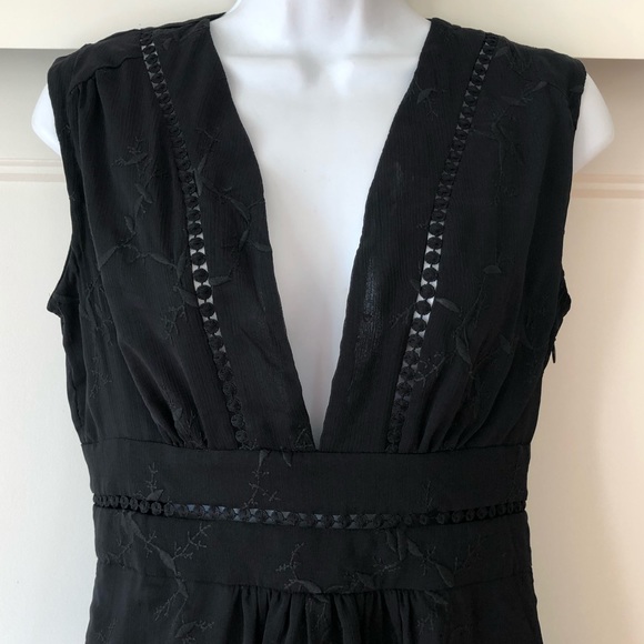 NWT $179~MARE MARE ANTHROPOLOGIE~Black Embroidered “ANYA” V-Neck Ruffle Dress~S - Picture 7 of 16